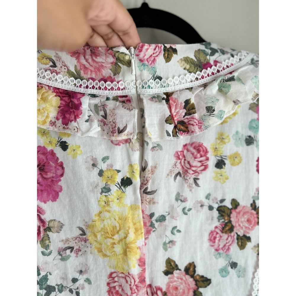 La Maison Talulah TeaTime Mini Dress Large Floral Ruffle Puff Sleeve Cottagecore - Picture 6 of 10